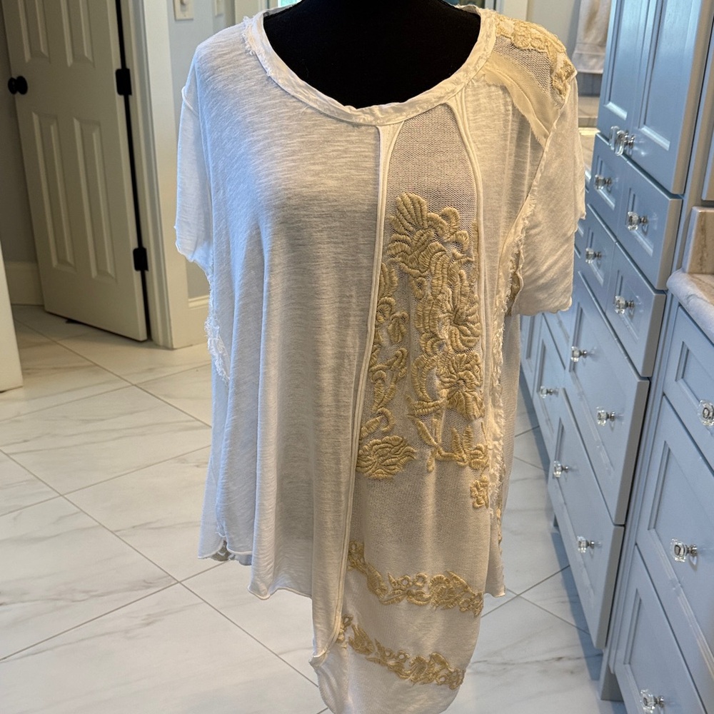 Free People soft white lace/cotton tunic